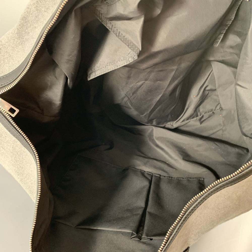 BENSON Grey Black Mixed Fabrics Leather Fabric Duffle Bag - Picture 5 of 7